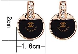 Kelly Shop Women's Fashion Accessories Korean Style Earrings Supplies (round black)