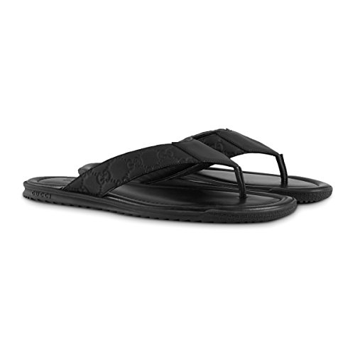 Gucci Men's Rubberized Guccissima Leather Thong Sandal, Black (Nero) 353765 (8.5 US/8 UK)