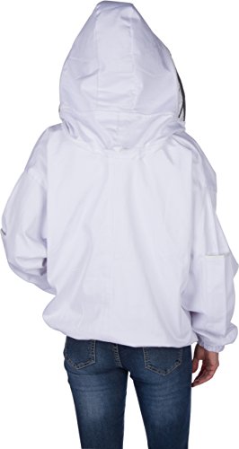 Professional Beekeeping Suit Jacket - for Men and Women (Large) - Total Protection - Self-Supporting Fencing Veil for Beekeepers - Easily Take On & Off - 6 Pockets - Good for Beginners as well (White) - Thumbnail 4