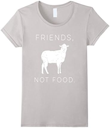 Women's Vegan Vegetarian Friends Are Not Food Love Animals T Shirt Medium Silver
