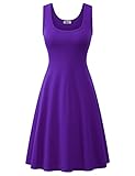 Herou Women Summer Beach Casual Flared Tank Dress (Large, Dark Purple)