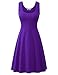 Herou Women Summer Beach Casual Flared Tank Dress (Large, Dark Purple)