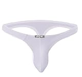 Youngbox Men's Thong G-String Sexy Mesh See Through Briefs Underwear, US S/Asia Tag M(Waist 26-29),  White