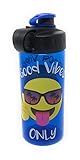 Cool Gear Good Vibes Only smiley face blue plastic water bottle kids teens fun images 16oz BPA free