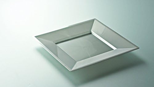 Adiserve 12 Disposable Square Plastic Wedding Plates 18 cm Silver