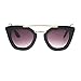 Womens Squared Double Metal Bridge Thick Plastic Cat Eye Sunglasses Black