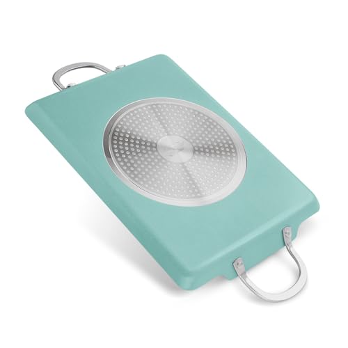 JadeCook Comal Sarten Antiadherente Parrilla Rectangular Xl de 36cm con 6 Capas de Recubrimiento Mango de Acero Inoxidable