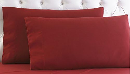 Shine Bedding Pillowcase Pair Maximum Softness - Elegant Double-Stitched Tailoring Queen 1800 Series 100% Egyptian Quality Brushed Microfiber Burgundy Solid