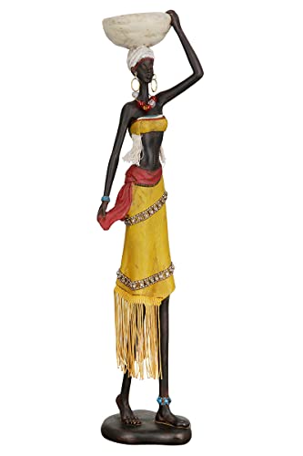 Gilde Figurine décorative Moderne Sculpture Femme - Décoration Africaine en résine - Style Africain - Hauteur 46 cm