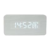 Coohole Digital LED Wood Wooden Desk Clock Alarm
