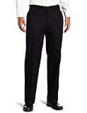 IZOD Men's American Chino Flat Front Pant, Black, 34x30
