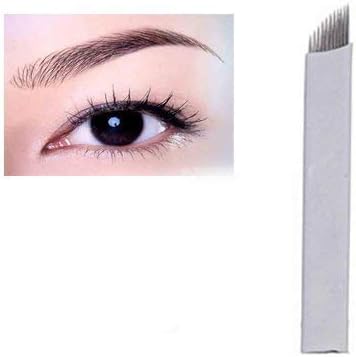 Salmony® 30 Pieces 21pin Eyebrow Permanent Makeup Needle 3D Manual Tattoo Microblading Sloped Blades