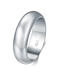 BORUO 925 Sterling Silver Ring High Polish Plain Dome Tarnish Resistant Comfort Fit Wedding Band 6mm Ring