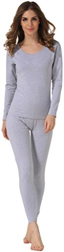 Hieasy Women's Stretch Cotton Thermal Underwear Mid Weight Base Layer Set Gray S