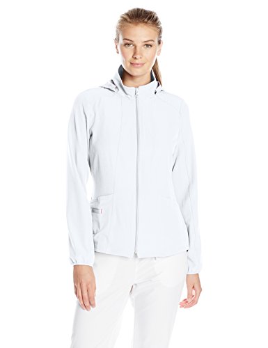 HeartSoul Scrubs Women's Break On Through in Da Hood Warm-Up Jacket, White, Large