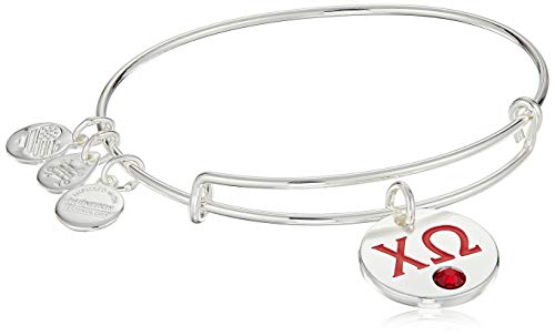 Alex and Ani Women's Color Infusion Chi Omega II EWB Bracelet, Shiny Silver, Expandable