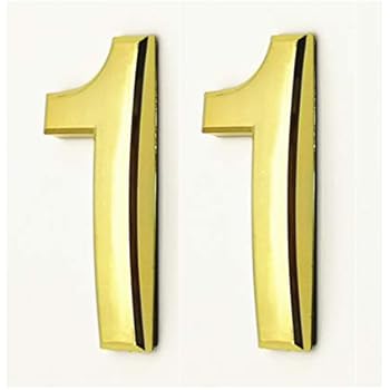 2 Pack Mailbox Numbers 1, Door Number Stickers for House/Apartment/Home Room/Office, Self Adhesive, Golden Shiny, Double 1, 2.75 Inch High, by hopewan. (2.75