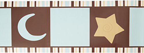 GEENNY Wall Border, Boutique Brown/Blue Moon and Star