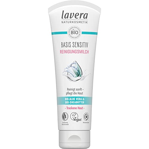 lavera Base, latte detergente delicato biologico all'aloe vera e al burro di karité, pelle secca e sensibile, vegana biologica vegetale, cosmetici naturali e innovativi, confezione da 2 (2 x 125 ml)