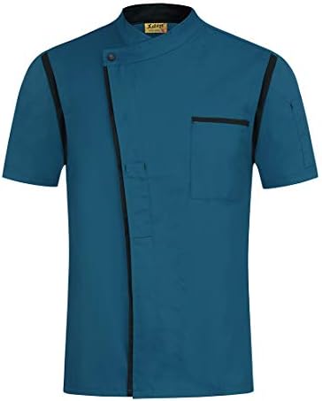 MJL Men Chef Coat Uniform Clothes Professional Jacket Apparel Kitchen Blue -XL