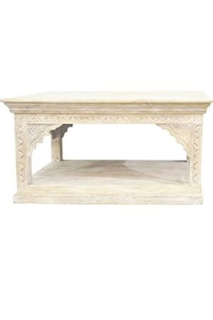 Marokkanischer Wohnzimmertisch Couchtisch aus Holz massiv Mummina 90cm