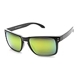 zeroUV - Quality Sports Shades Designer Fashion Sunglasses with Colorful Mirrored Lens (Black Sun)