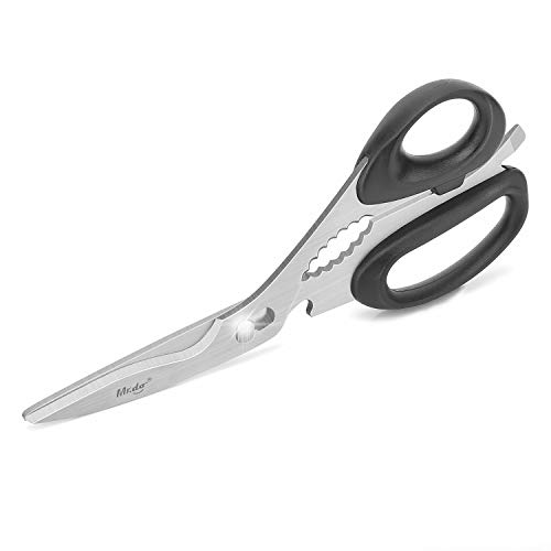 Kitchen Scissors, 2 Pack Come-Apart Kitchen Shears Herb Scissors, 4 in 1 Multi Purpose Stainless Steel Scissors for BBQ Chicken Poultry Meat Vegetables, Bottle Opener (Black)