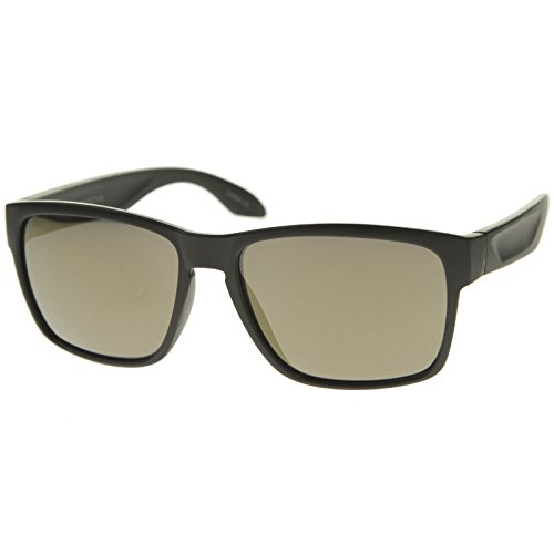 zeroUV - Action Sport Modern Frame Mirrored Lens Rectangle Sunglasses 59mm (Matte Black / Gold Mirror)
