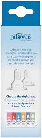 Dr Brown's Natural Flow Anti-Colic Narrow Baby Bottle 2oz Preemie Flow Teat view 4