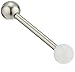 Body Candy Unisex Adult Stainless Steel White Synthetic Opal Ball Body Piercing Barbell Tongue Ring, White, One Size