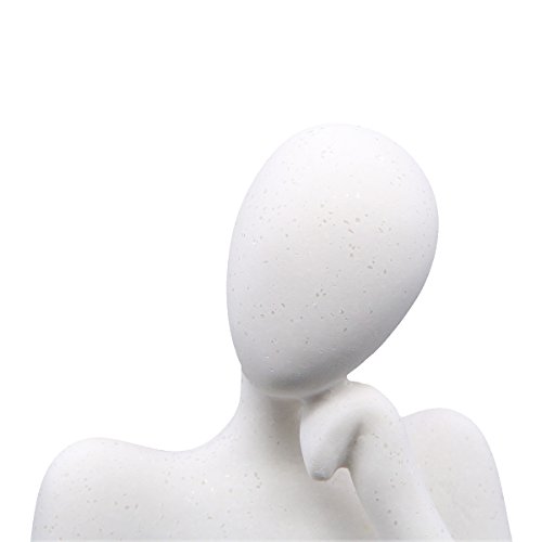 Stylish White Sandstone Resin Sculpture Thinker Statue Abstract Figure Hand Carved Craft Art for Home Office Bookshelf Desktop Crafts Gifts - Thumbnail 4