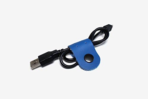 Cord Holder Wrap Ties Cable Organizer Set of 2 Blue Leather