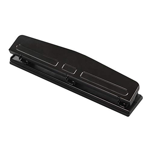 Reduced Effort Three-Hole Punch,，Desktop Hole Punch, Hole Puncher, 12 Sheet Punch Capacity, black