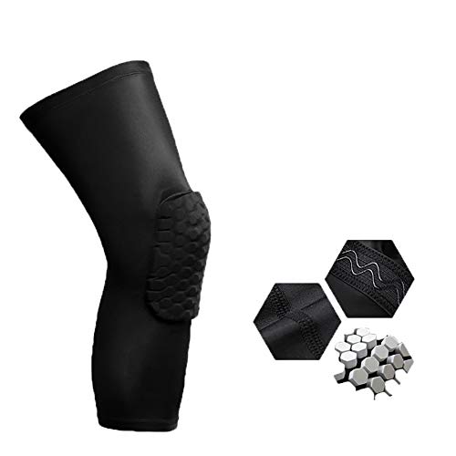 HNYG Anti-Collision Cellular Kneepad Basketball Sports Football Protective Gear Kneepads Long Protection Super Elastic Breathable Knee Compression Sleeve Running, Squats, Sports A795 (1 PCS, Large)