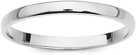 10k White Gold 2mm Light Comfort Fit Plain Wedding Band - Size 8.5