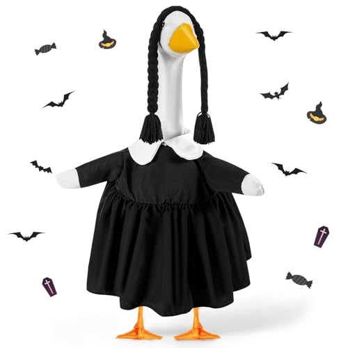 Yeyeplum Goose Outfit Dark Style Costume Black Dress with Yarn Braids for 23'' Goose Lawn Porch Clothes Halloween Outdoor Patio Yard Lawn Art Decoration at Amazon