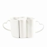 Granvela Coffee Mugs Pure Bone China Heart Shape Designed artworks Set of 2 cups Novelty Gift for Couple