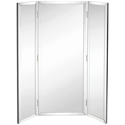 Hamilton Hills 40x40 inch Silver Trifold Mirror Full Length Framed