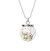 bestwishes2u Transparent Glass Bottle Necklace Ball Chain Silver Tone White Dried Flower Pendant