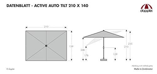 Doppler ACTIVE Auto Tilt 210x140 - Kurbel Sonnenschirm ideal für den Balkon - Regenabweisend - Knickbar - ca. 210x140 cm - Terracotta – Bild 4