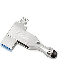 iPhone Flash Drive 128GB USB 3.0 Memory Stick with Inductive Touch Head,Lightning Connector for iPad iPod iOS PC, EATOP External Storage Memory Stick (Silver)