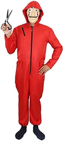 LIUHUAF Halloween Costume Salvador Dali Money Heist The Paper House Cosplay Clothing Red Jumpsuit Mask