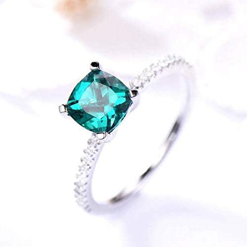 Amazon Com 6mm Cushion Cut Lab Created Emerald Engagement Ring Green Gemstone Solid 14k White Yellow Rose Gold Cz Diamond Wedding Band Half Eternity May Birthstone Women Anniversary Gift Bridal Handmade
