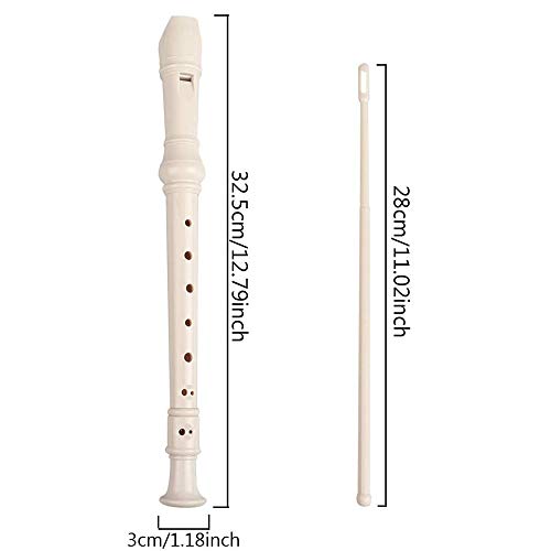 Skoye Soprano Recorder,Ivory White German Style 8 Hole with Cleaning Rod, Black Storage Bag