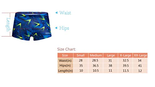 K898 Men's Square Leg Swimming Jammer Shorts UPF50+,Men Swimsuit Swim Jammers Fabric Shape Retention (Geometric Blue,S) - Thumbnail 6
