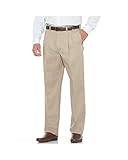 Savane Men's Big & Tall Wrinkle Free Pleated Twill Pant, Khaki, 48W 30L