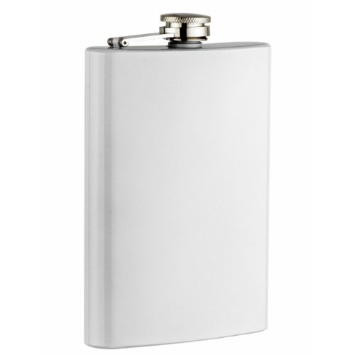 8oz stainless steel hip flask, assorted colors (white)