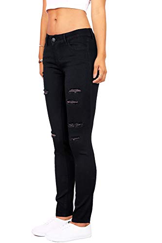 Women's Hight Waisted Butt Lift Stretch Ripped Skinny Jeans Distressed Denim Pants (US 8, Black 16)