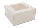 SCT White Window Bakery Boxes with Attached Flip Top, 4-Corner Beers Design, 6 x 6 x 3, White, Paper, 200/Carton