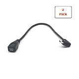 Micro USB Extension Cable - Riipoo Left Angle Micro B USB Extension Cable, 25 cm, Micro USB 5 Pin Male to Female, Sync Charging and Data Transferring Cable for Samsung, HTC, Huawei, Sony and More